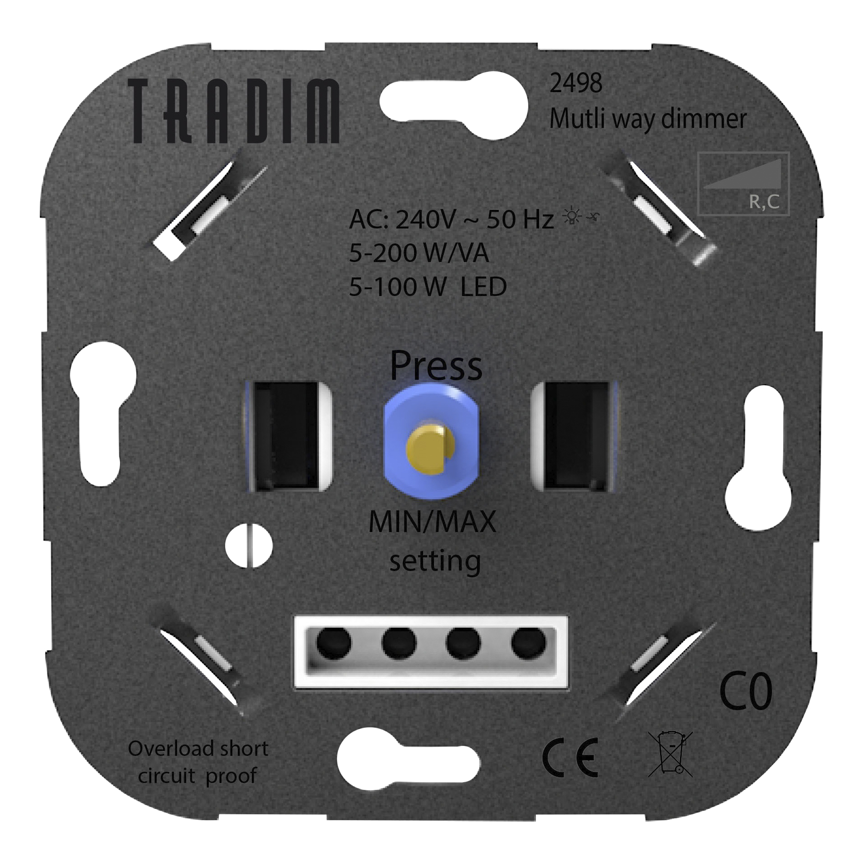 Tradim 2498 Multicontrol LED Wall Dimmer 5-200W