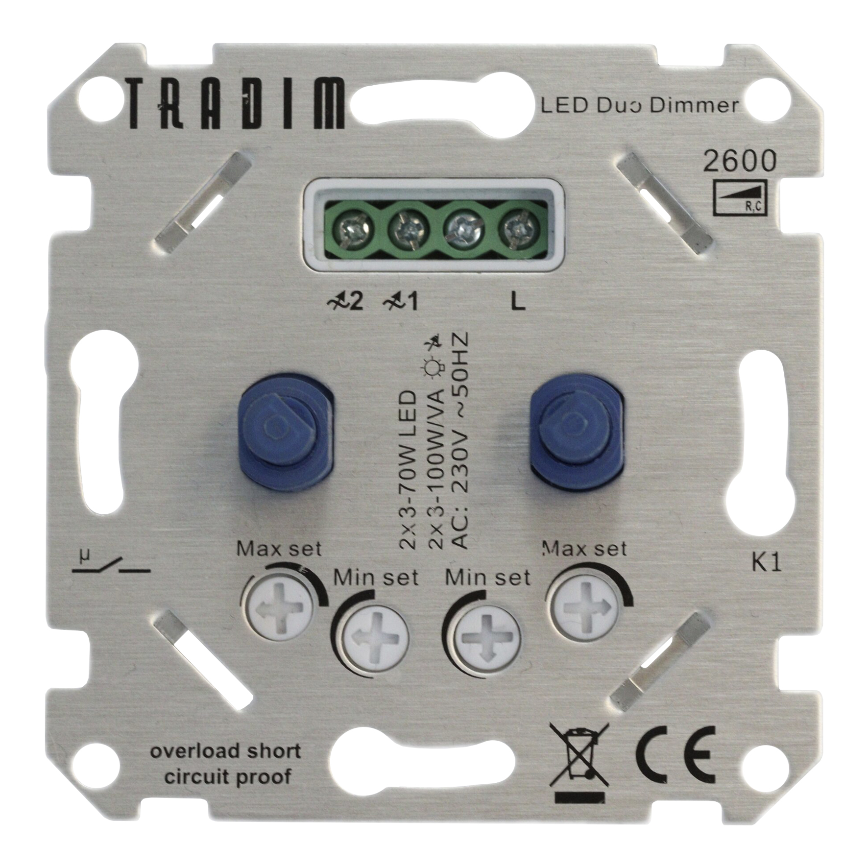 Tradim 2600 LED Dimmer Duo 2x 3-100W