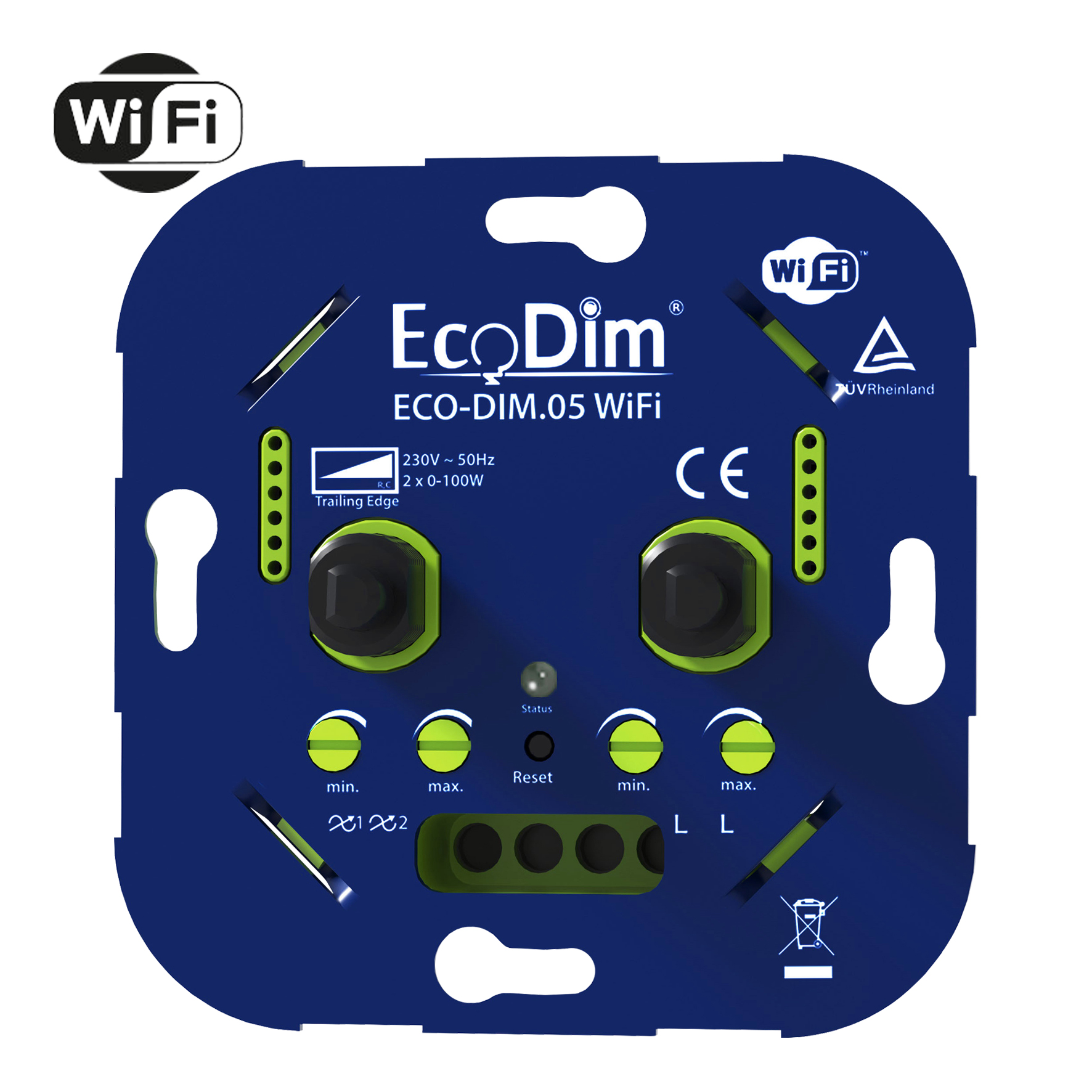 EcoDim ECO-DIM.05 Variateur Duo mural WiFi 2x 0-100W (RC)