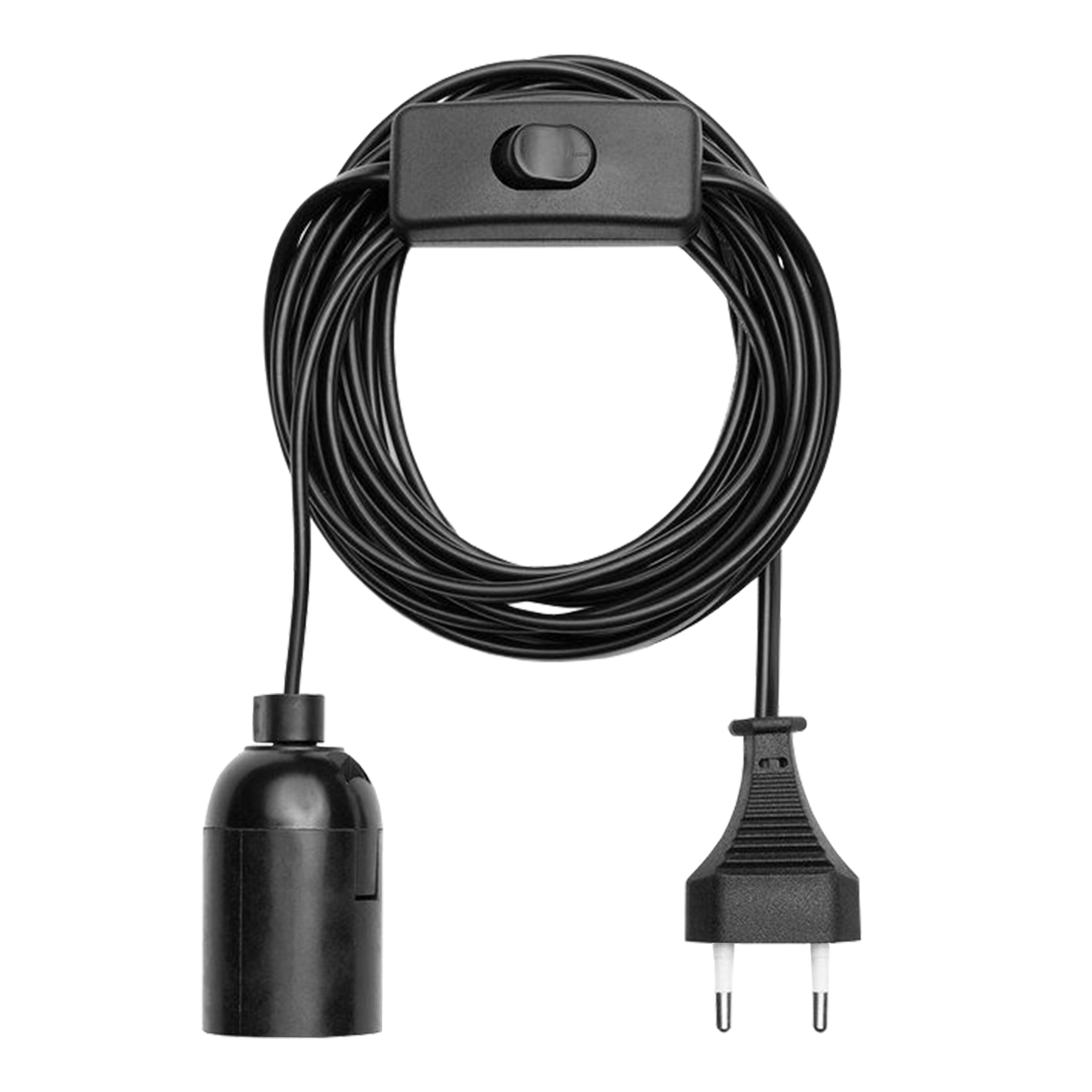 Cord 350cm Black E27 European plug & Switch