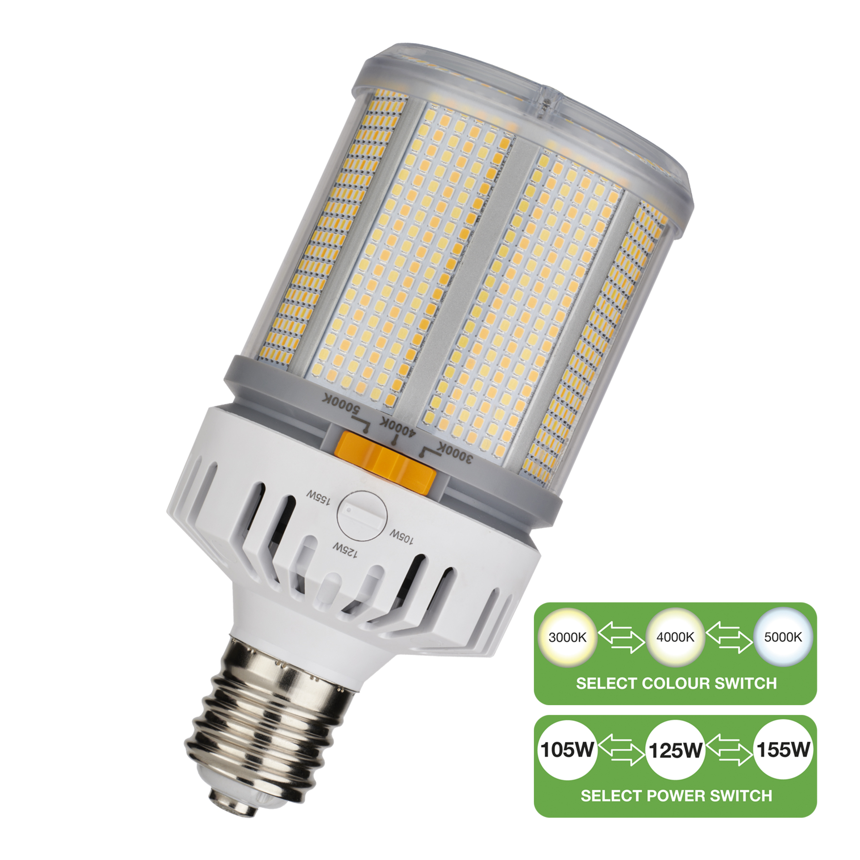 LED Corn Plus Switch E40 105W-155W 14300-24000lm 3000K-5000K Fan