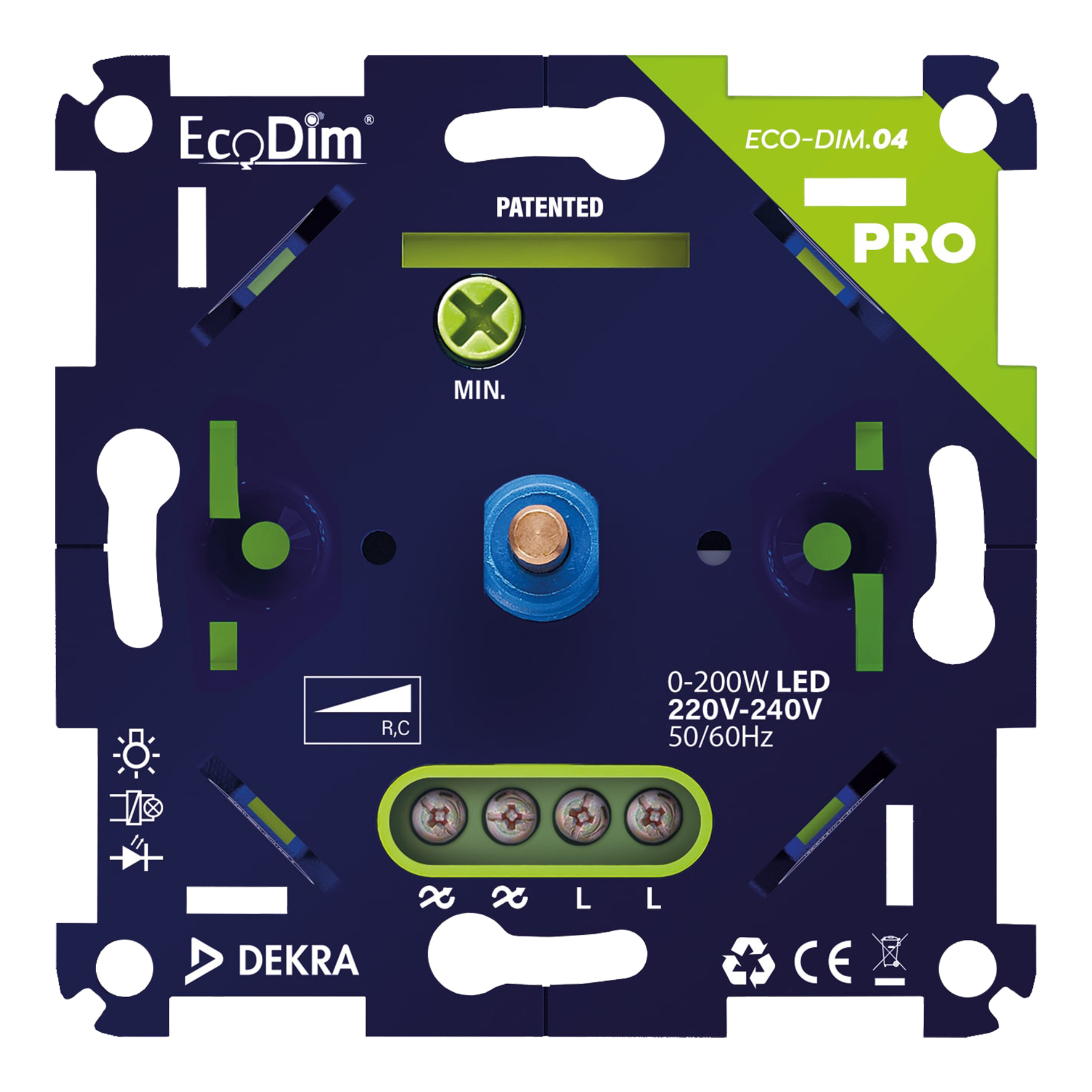 EcoDim ECO-DIM.04 PRO LED Dimmer 0-200W Phase Cut (RC)