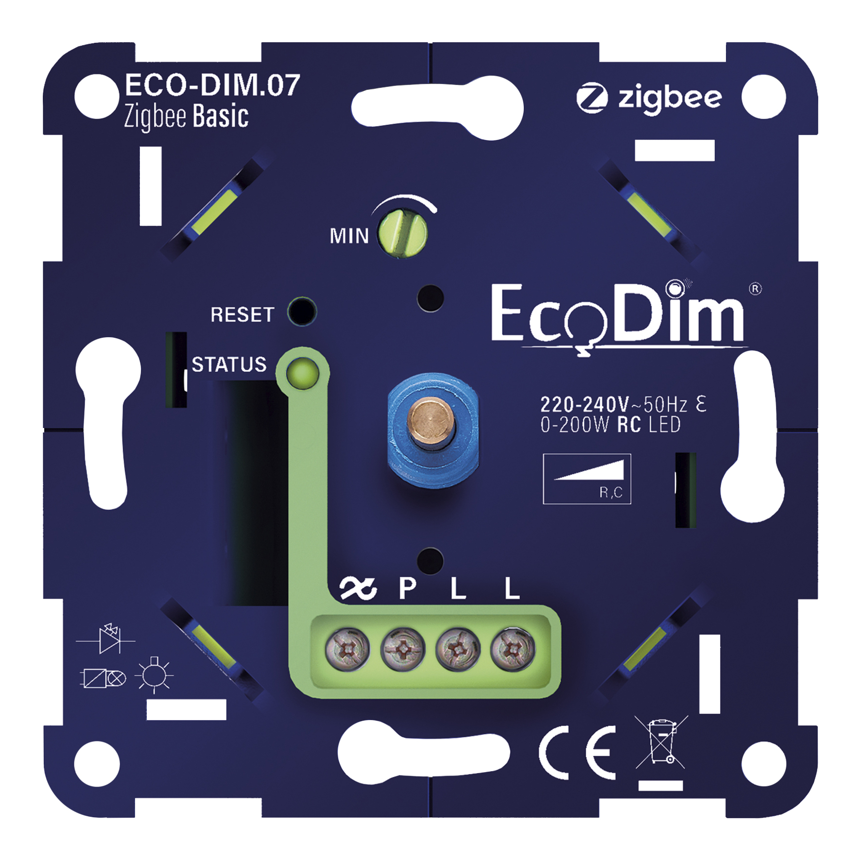 EcoDim ECO-DIM.07 LED Dimmer Zigbee Basic push/turn 0-200W