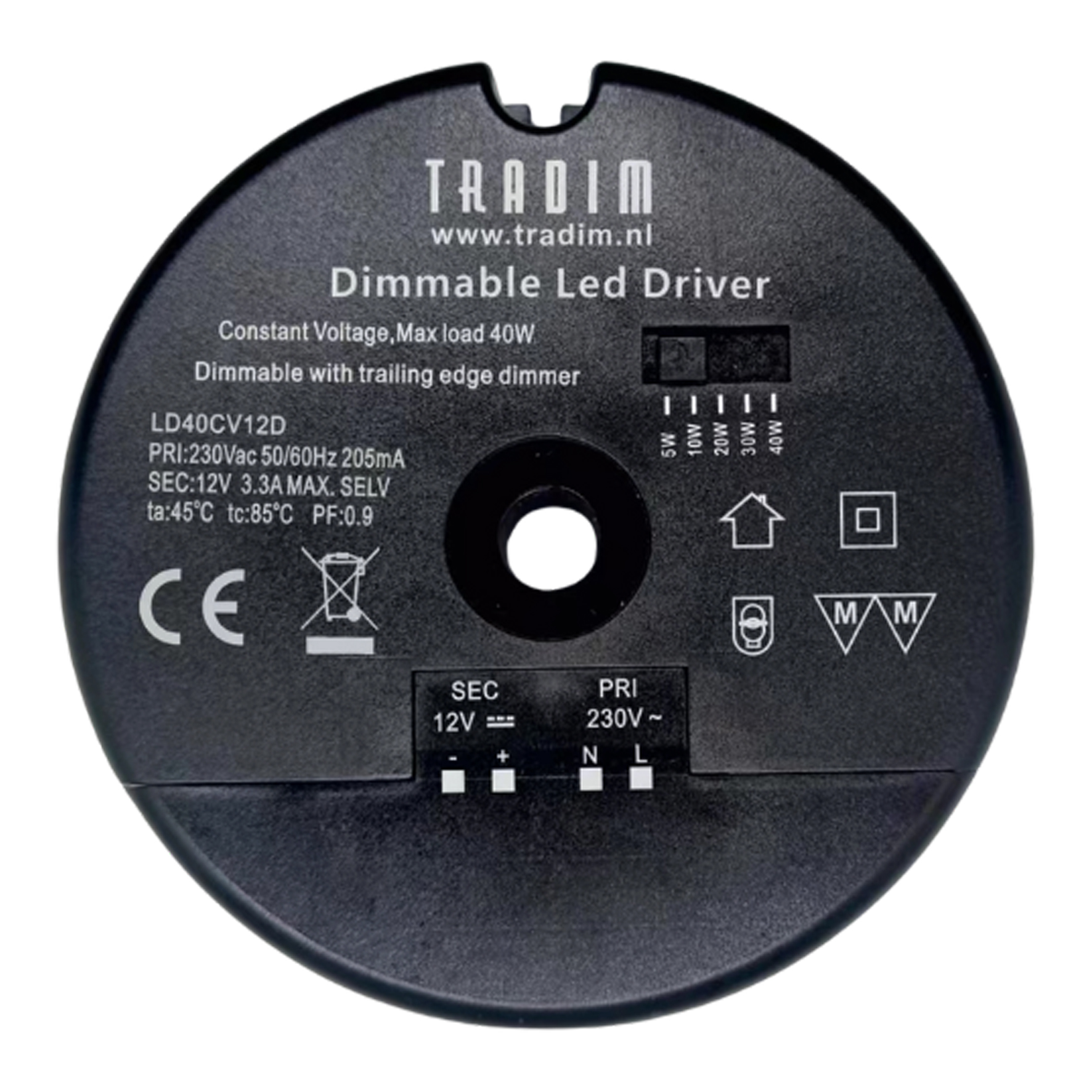 Tradim LD40CV12D LED Driver round 1-40W