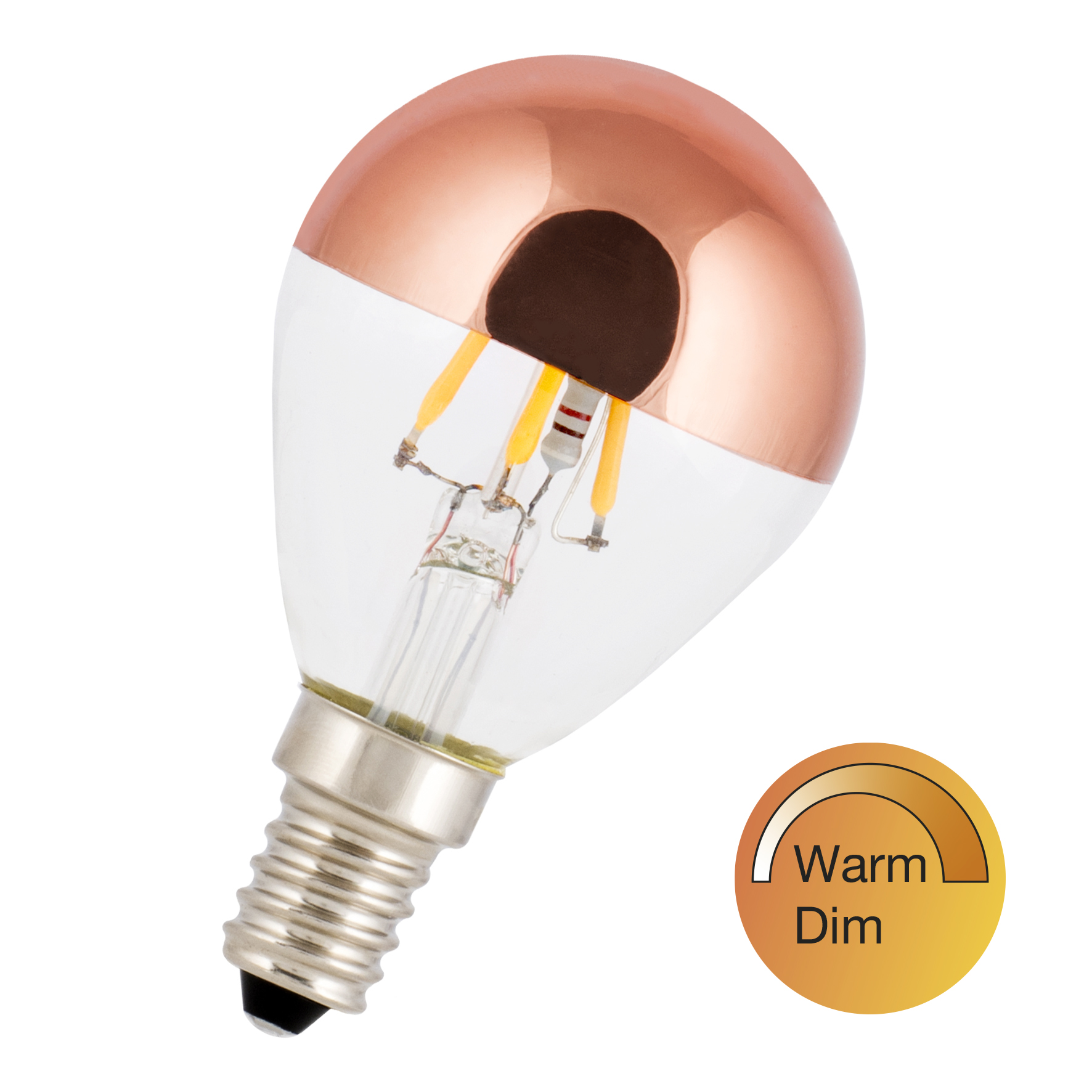 LED FIL WarmDim G45 E14 2.7W 3000-2200K Calotte Or Rose